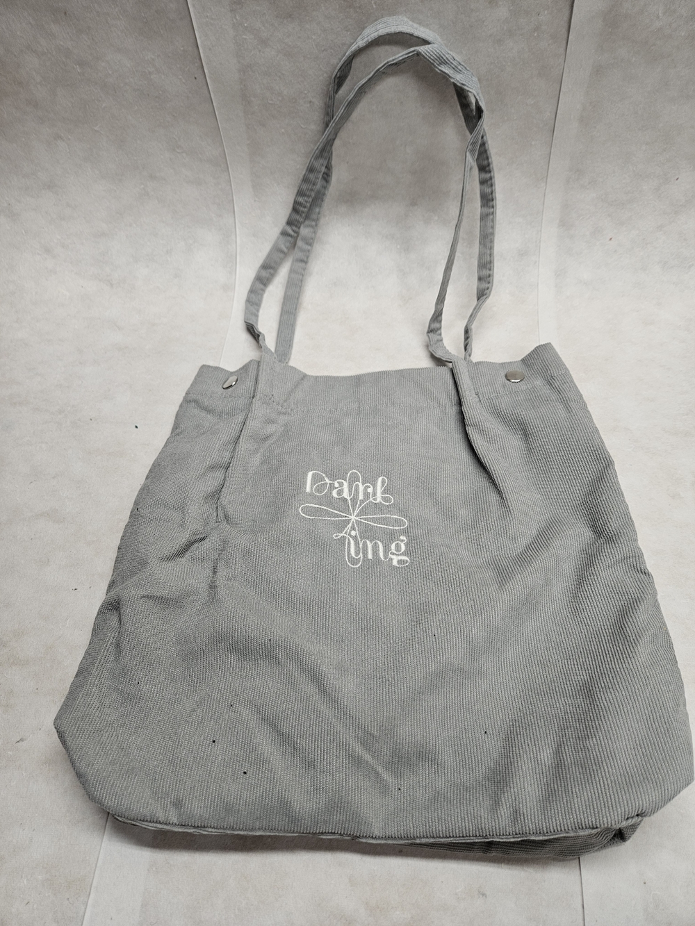 Corduroy Tote Bag in Light Gray - Darkling Kpop Merch